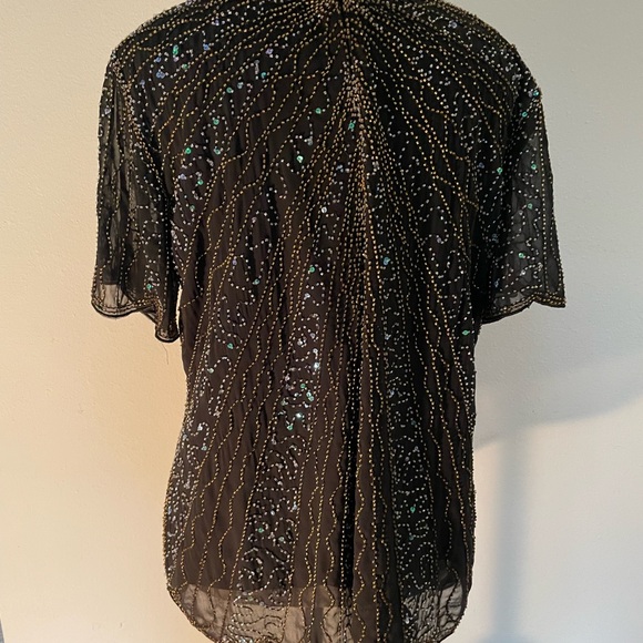 NWT Black sequins & beaded Blouse by Vision For Innovation Size L - Picture 5 of 10